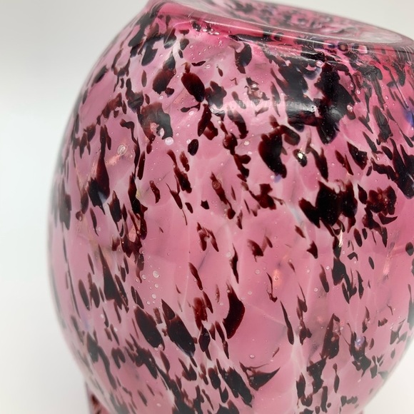 Beautiful Vtg. Rose Pink & Multi Colored Hand Blown Small Art Glass Vase 5” - Picture 14 of 15